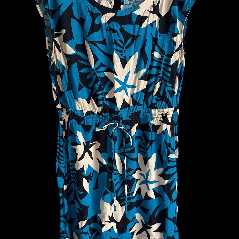 LOFT Asymmetrical Blue and White Floral Dress